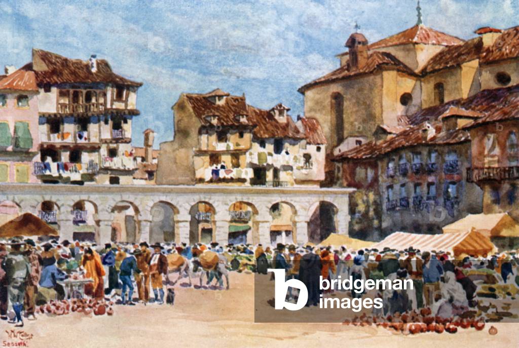 Segovia, Plaza Mayor (color lito)