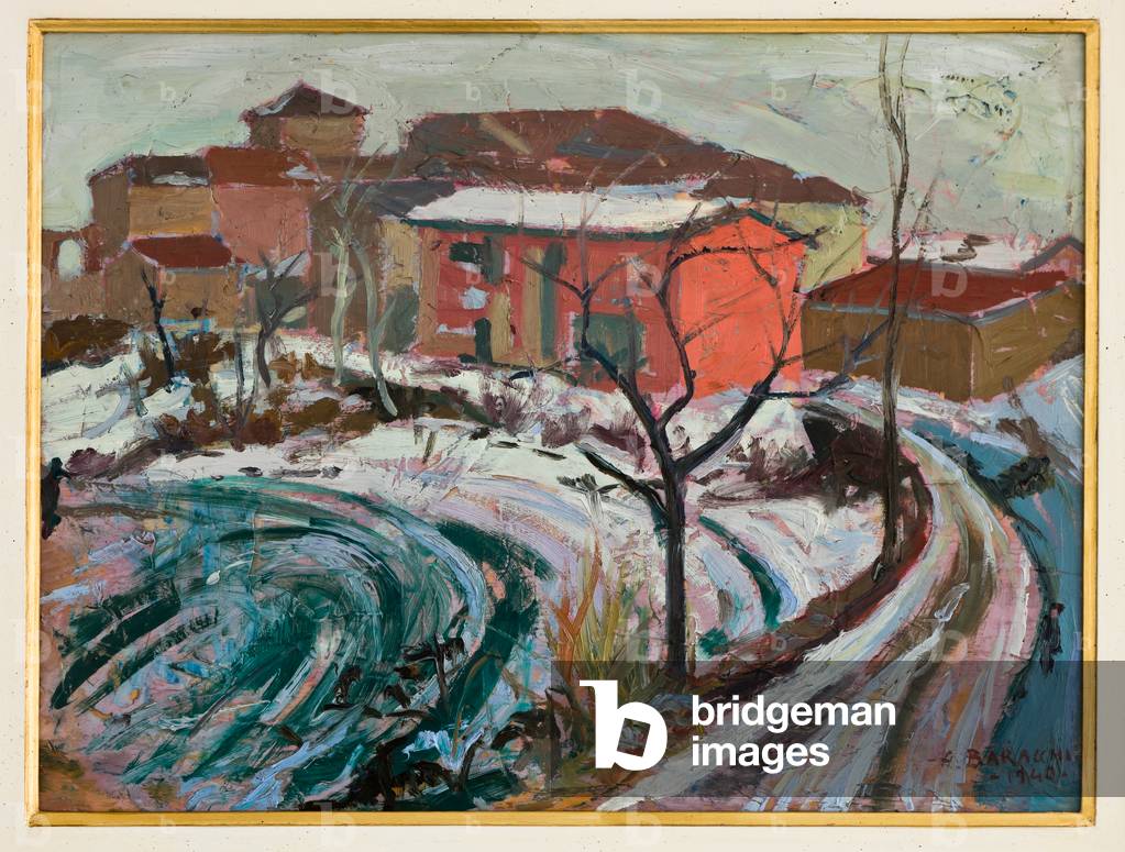 Neve a Carpi (olio su cartone)