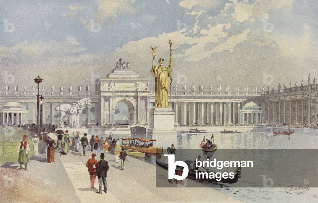 Regardant vers l'est dans le Grand Court (chromolitho)