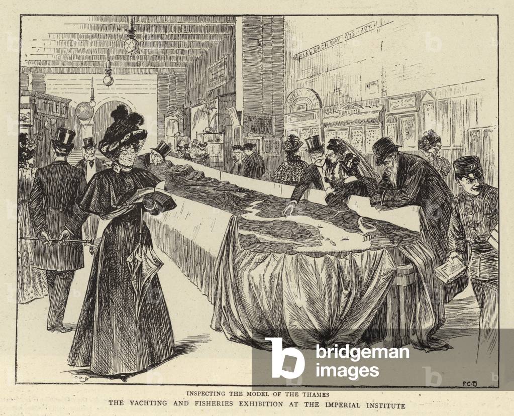 The Yachting and Fisheries Exhibition at the Imperial Institute (engraving) by English Artist, b/w