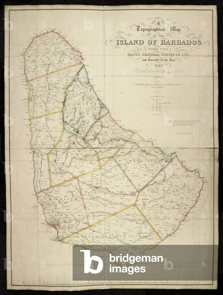 Una mappa topografica dell'isola delle Barbados