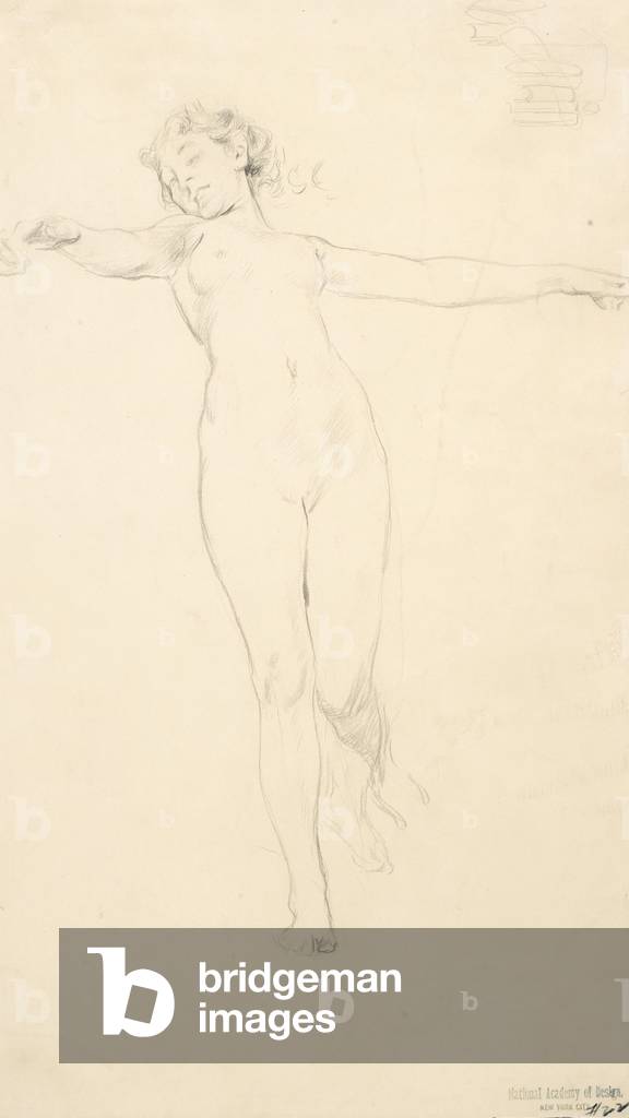 Sketch of standing female nude 1893 par Robert Frederick Blum, b/w
