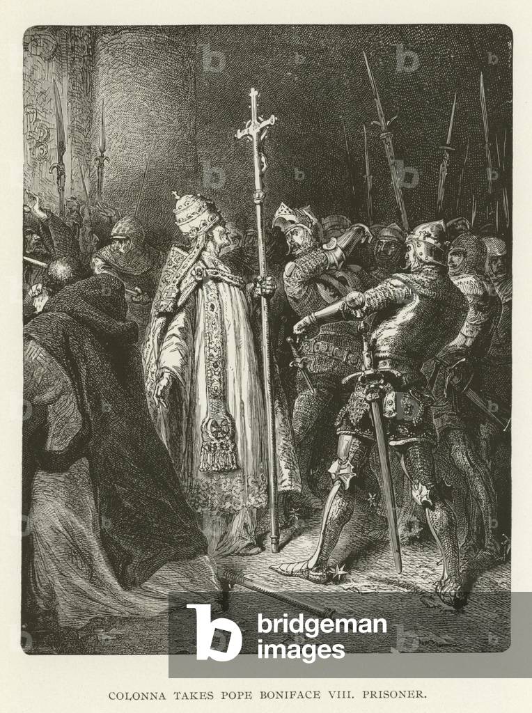 Colonna prende Papa Bonifacio VIII prigioniero (incisione)