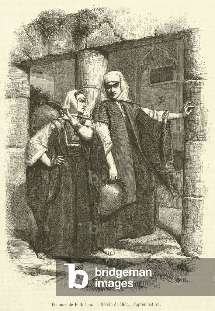 "Femmes de Bethleem (incisione)" 1801 di French School, b/w