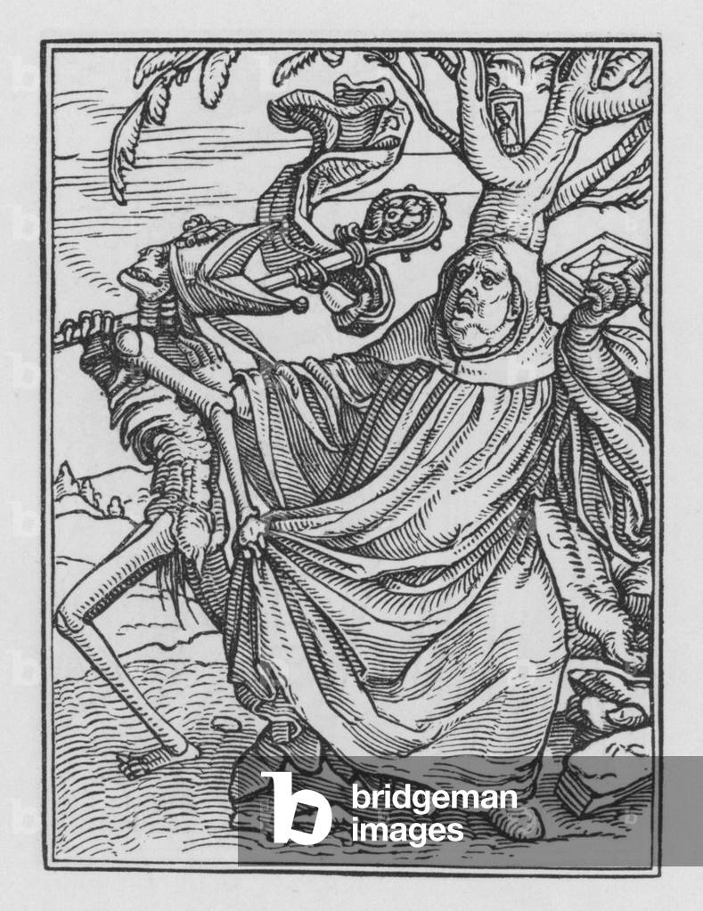 Holbein s Tanz des Todes: Der Abt (Gravur)