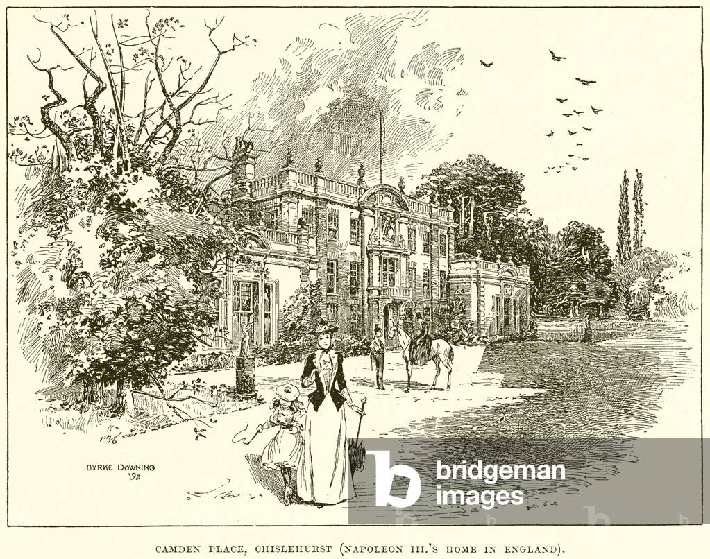 Camden Place, Chislehurst (Napoleone III casa in Inghilterra) (incisione)