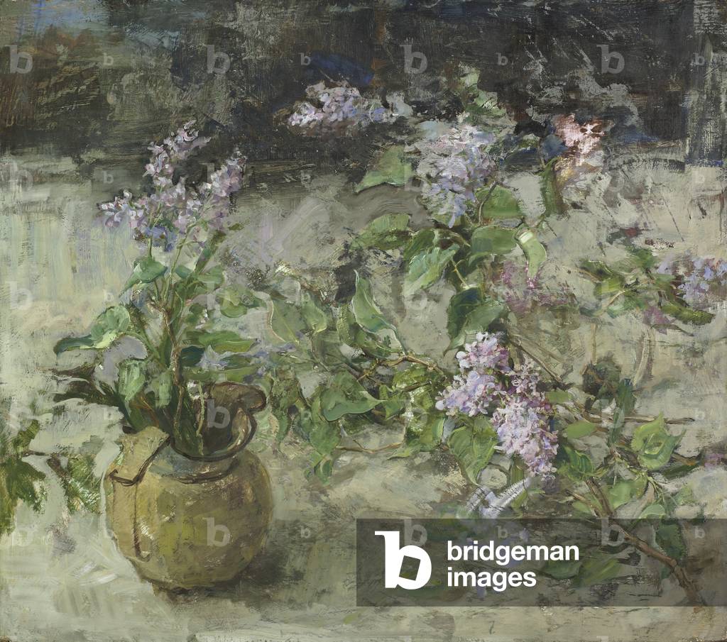 Lilas allongé sur une table, 2007 (huile et détrempe sur panneau)