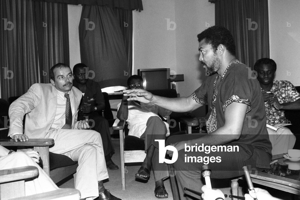 洋楽 J.J. Rawlings mp3.com R&B Image of President Jerry John Rawlings (right, Ghana) in