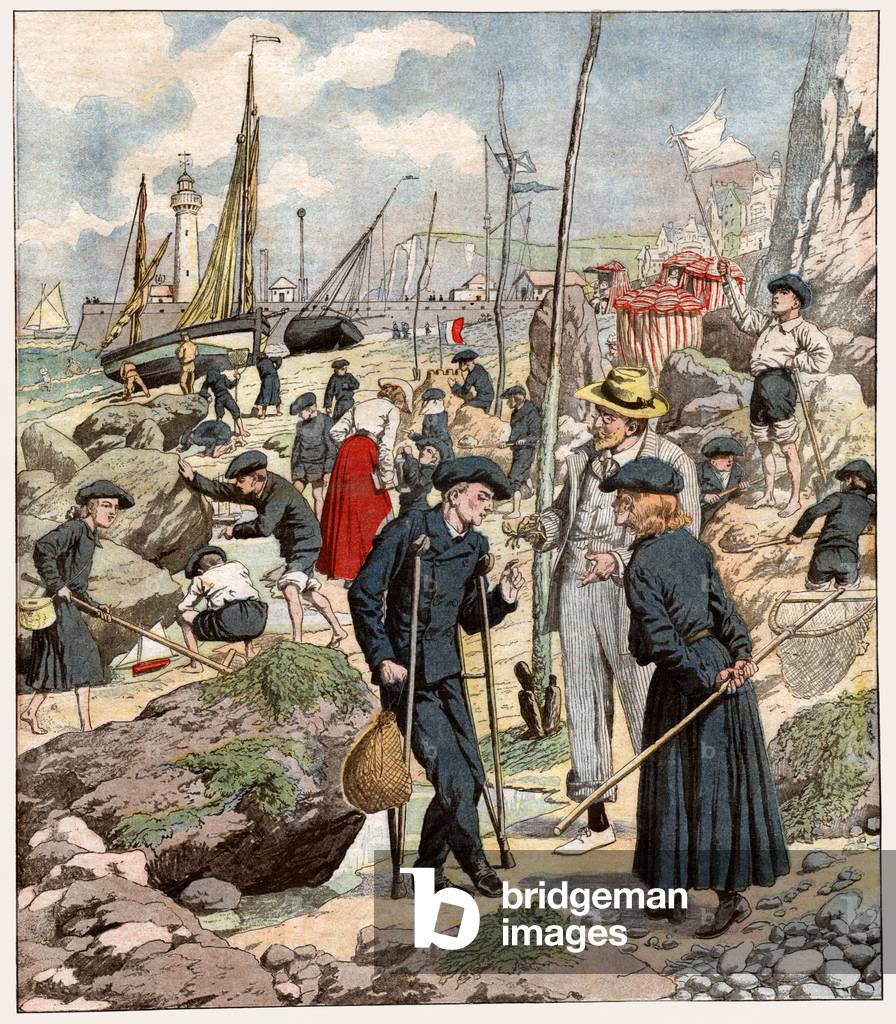 Image of Print depicting Summer camp on seaside for needy children 1903 by French Artist