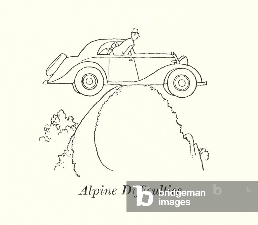 Image of Print depicting Alpine Difficulties (litho) 1901 by William Heath Robinson