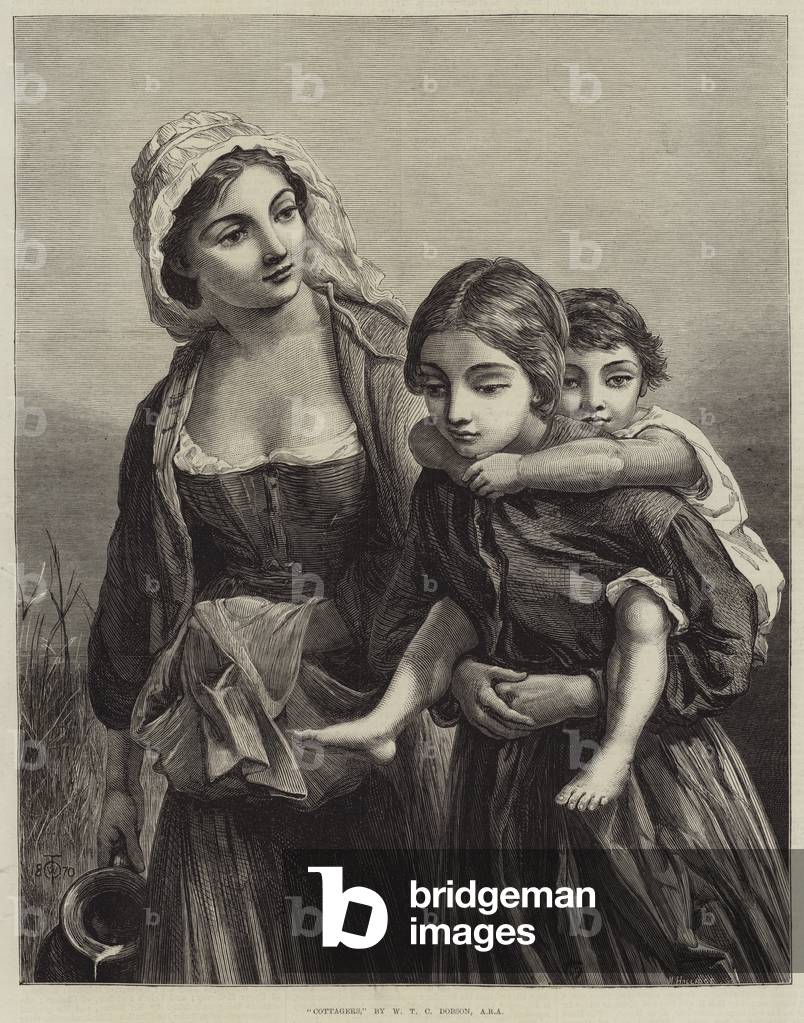 Cottagers (engraving) by William Charles Thomas Dobson, b/w