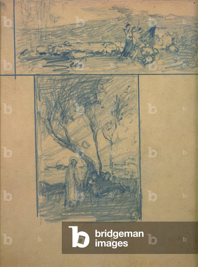 Bild von Zeichnung "Doppelte Querformat mit Abbildung Skizze (Graphit auf Papier)" von Elliott Daingerfield