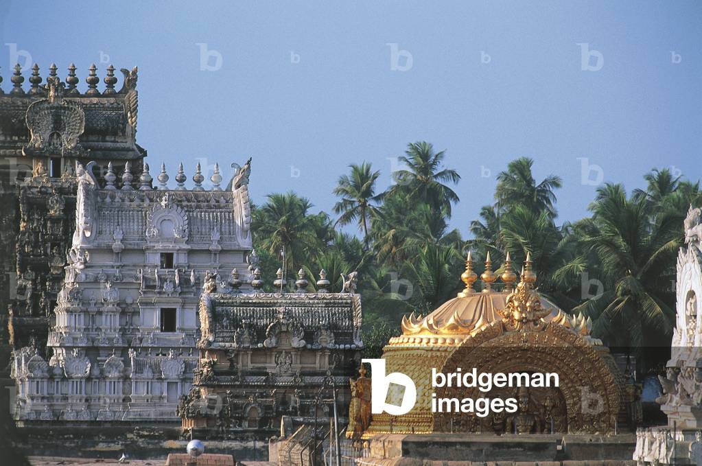 Image of Gopuram tower and gilded dome of Ranganathaswamy temple