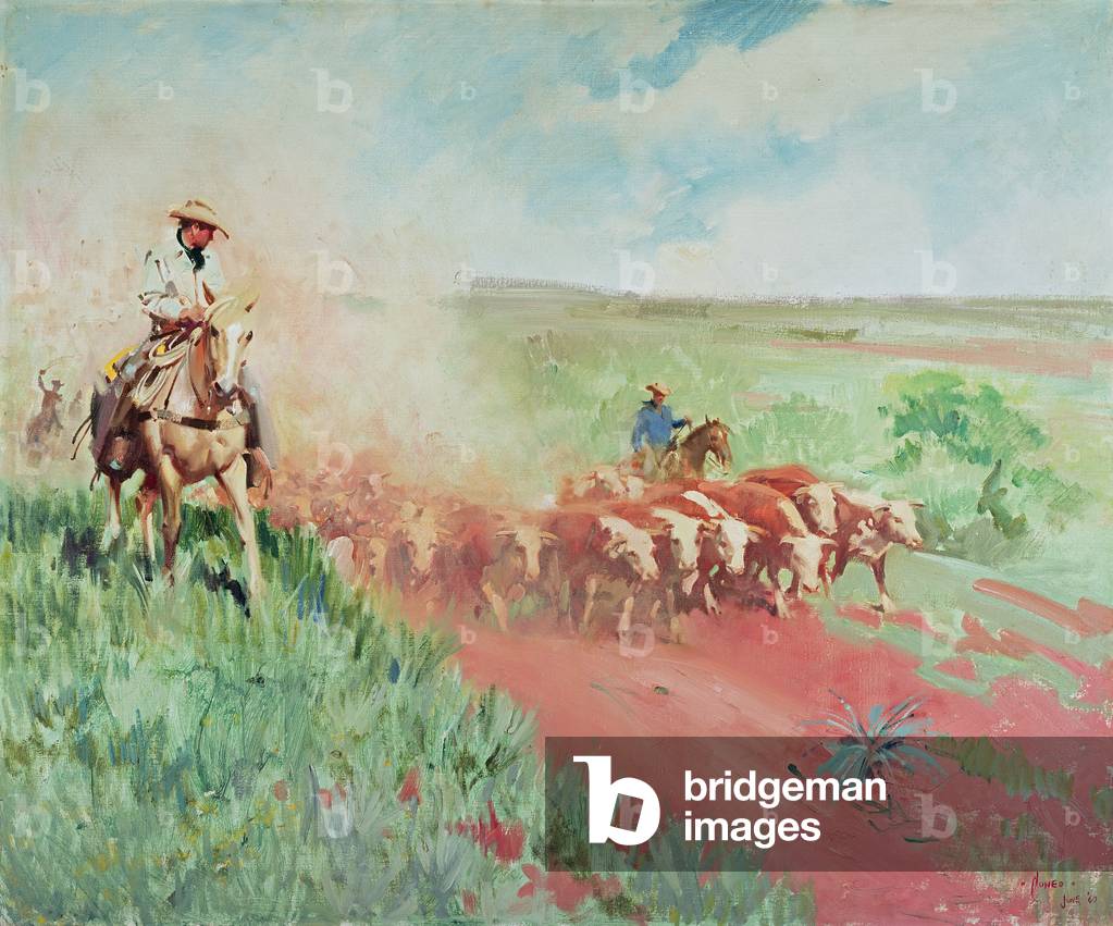 Bild von Gemälde "The Cattle Drive" 1901 von Terence Cuneo