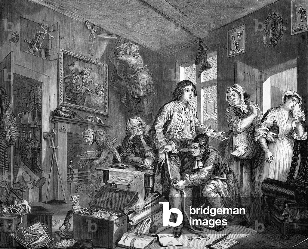 "Il progresso del rastrello" di William Hogarth, b/w