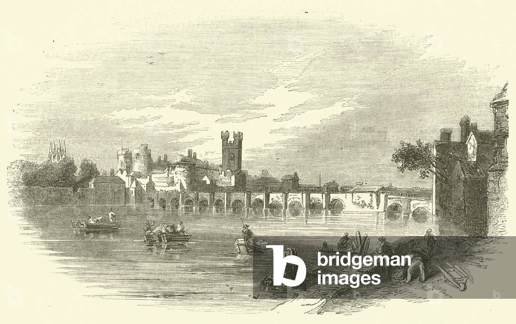 Château de Limerick (gravure) par English School, b/w