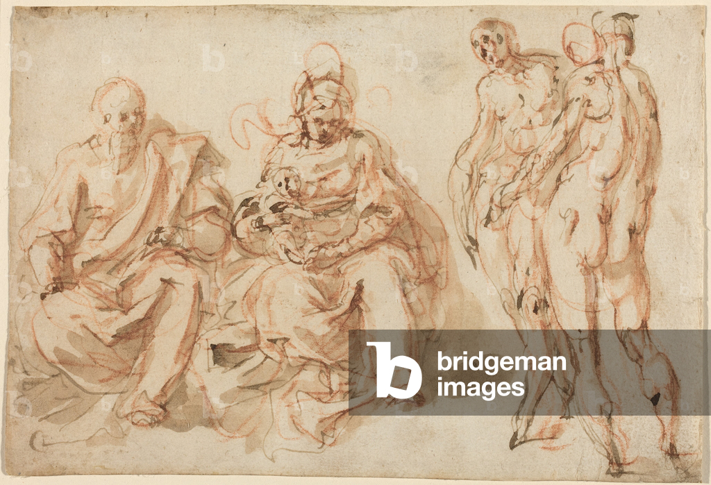 Immagine di Disegno "L'adorazione dei pastori (penna e inchiostro marrone con lavaggio marrone chiaro su gesso