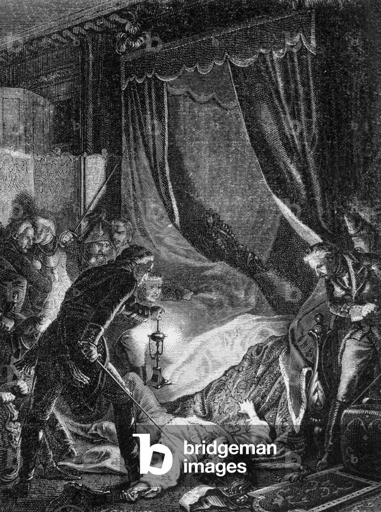 "Omicidio di Paolo 1° di Russia (1754-1801) figlio del duca PeteriII e CatherineII" 1701, b/w