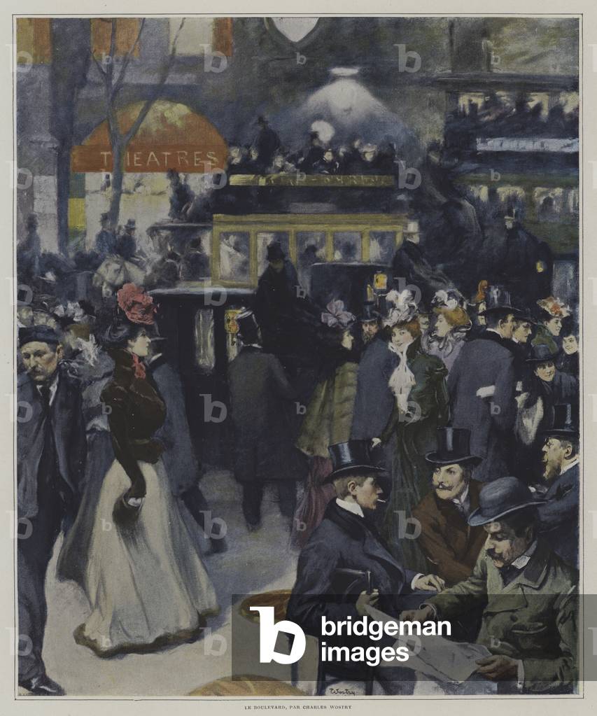 "Le Boulevard (Farbe litho)" von Carlo Wostry