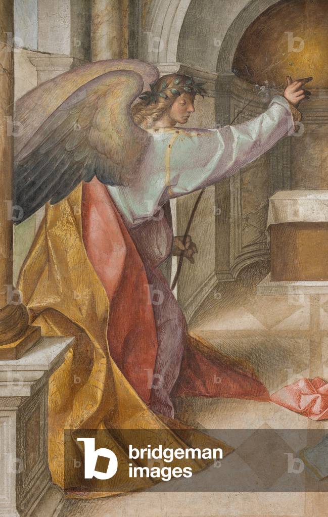 Nave centrale, Troisième travée nord, Annonciation, Boccaccio Boccaccino 1516-17, Détail