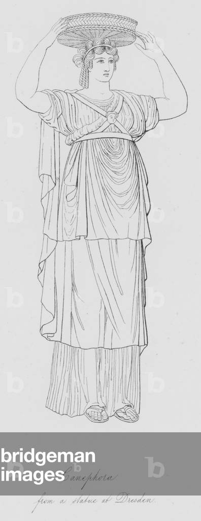 Canephora, da una statua a Dresda (incisione)
