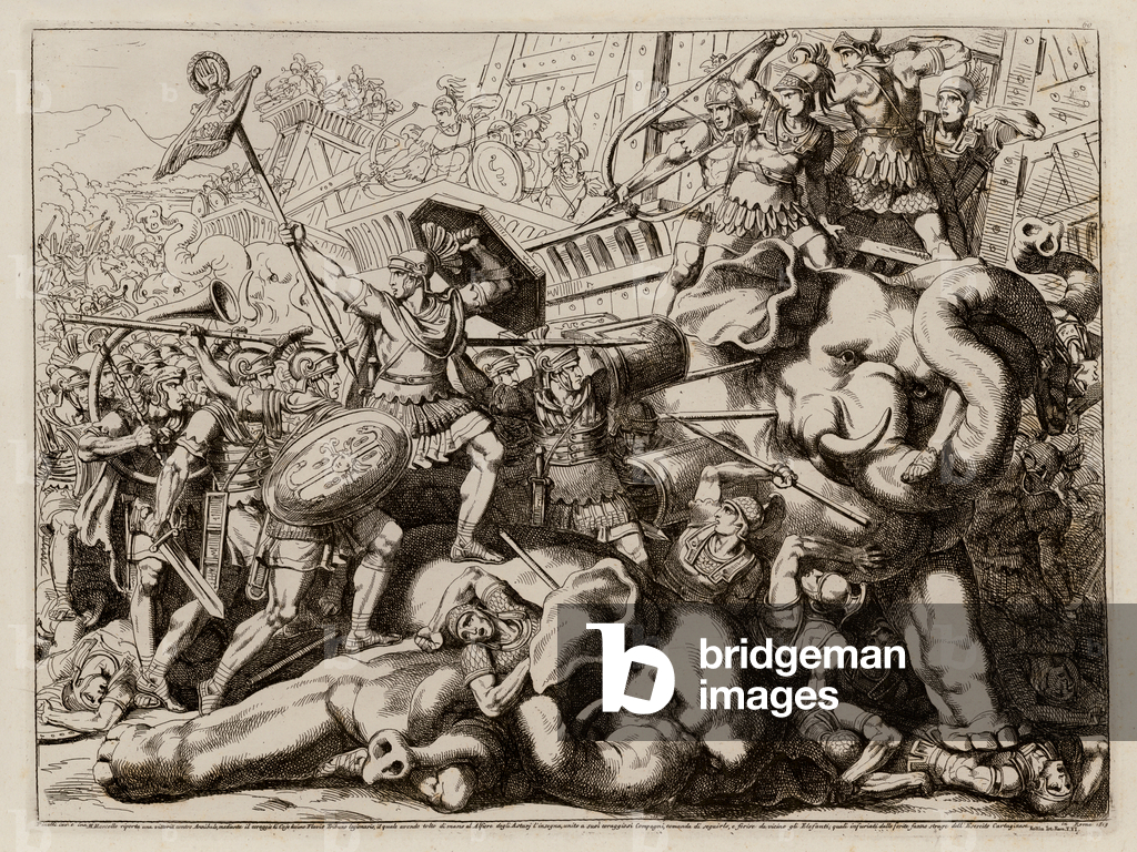 Immagine di Stampa "Marco Claudio Marcello che ottiene una vittoria sui Cartaginesi (incisione)" 1801 di Barto
