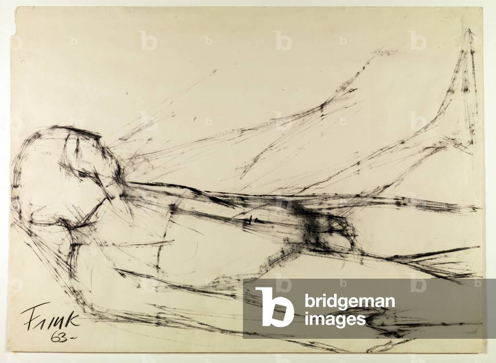 Caduto Guerriero, 1963 (carboncino su carta)