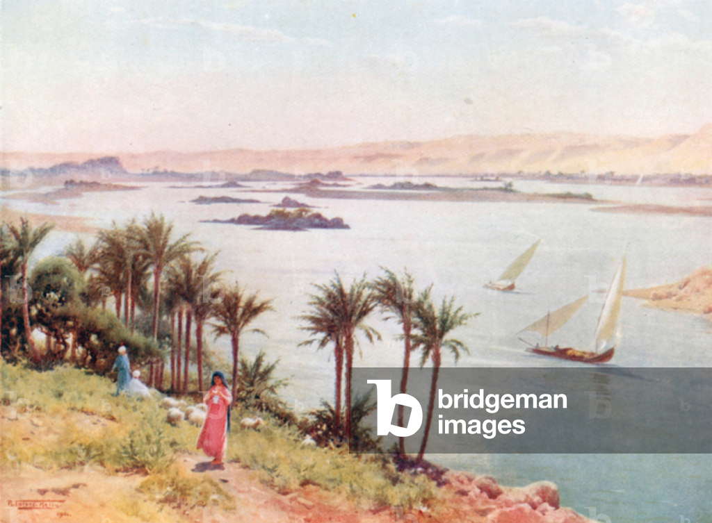 Bild von Druck "Erster Katarakt von der Insel Elephantine (Farblitho)" 1901 von Robert George Talbot Kelly