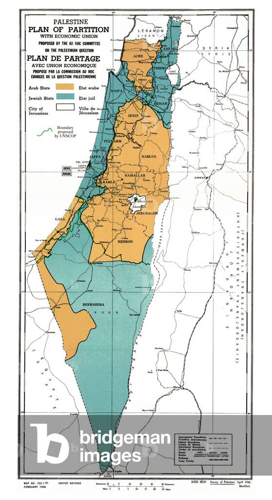 Image of United Nations plan for the partition of Palestine, 1947 ...