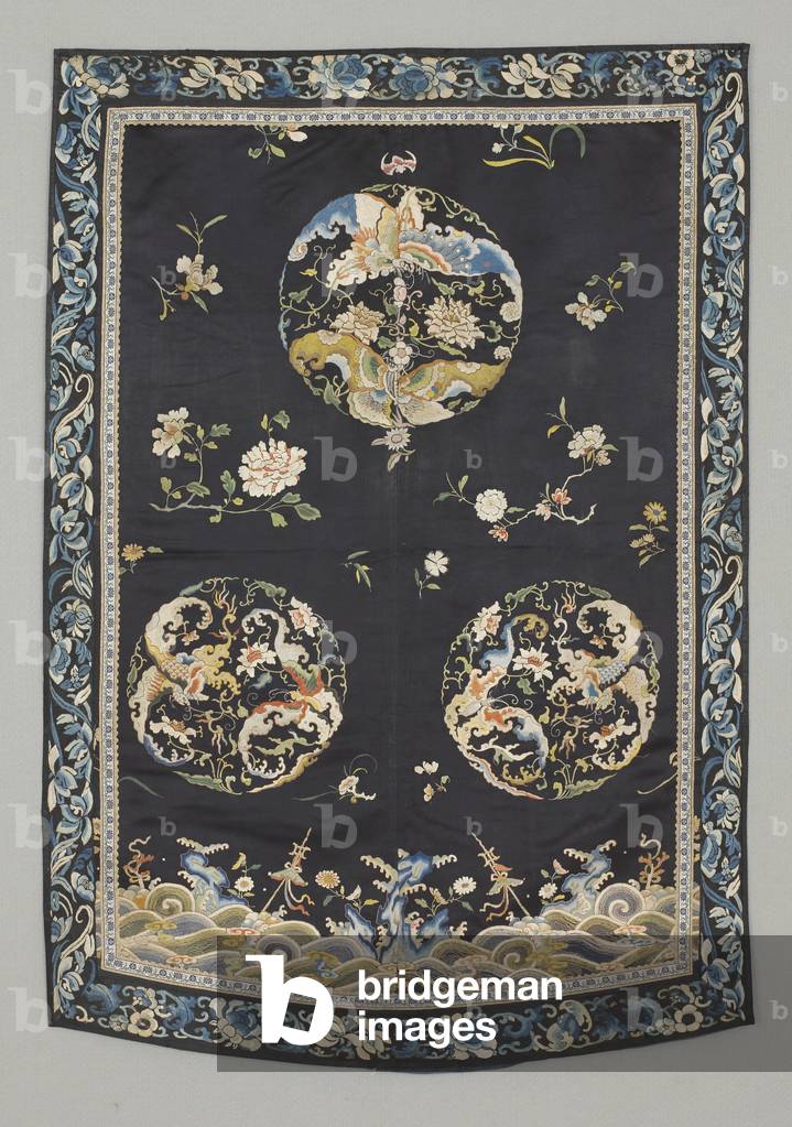 Appeso, c.1750-1800 (Seta con ricamo (punto raso), naturale
e coloranti sintetici)