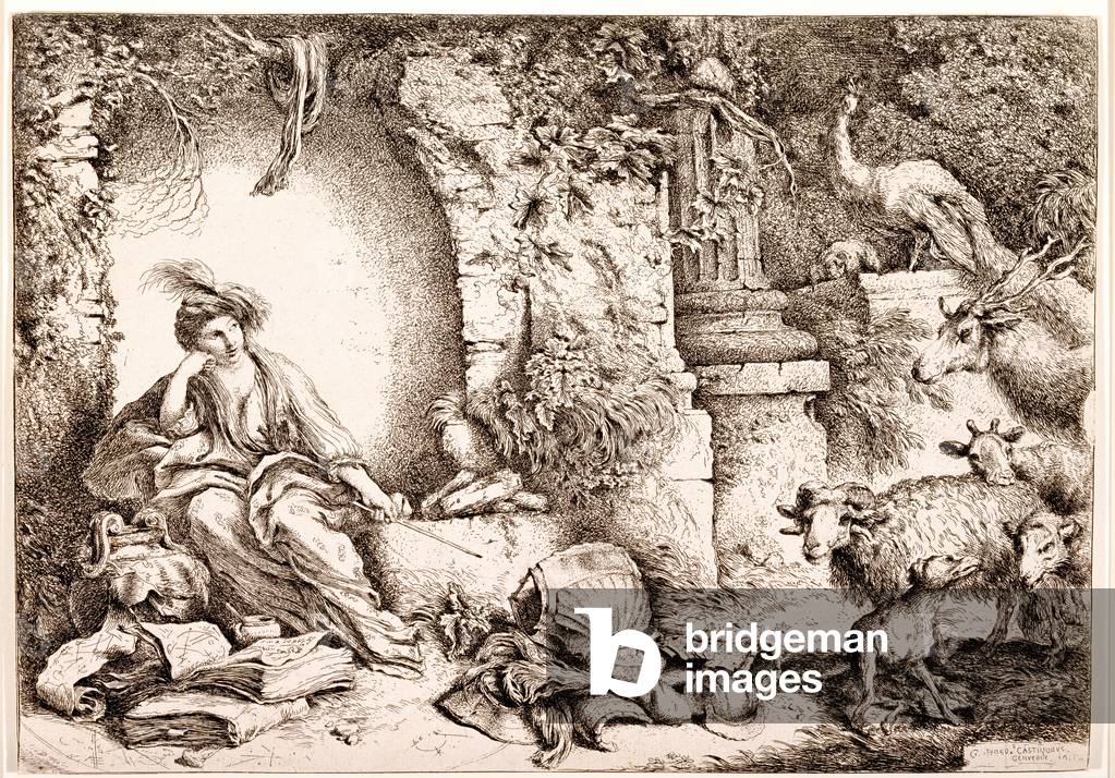 Image of Engraving depicting Circe Changing Ulysses' Men into Beasts, c.1650-51 by Giovanni Benedetto Castigli
