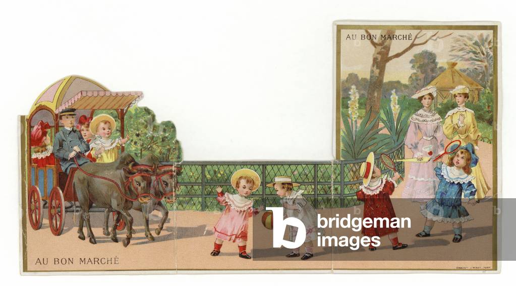 Passeggiare e giocare nel parco (chromolito)