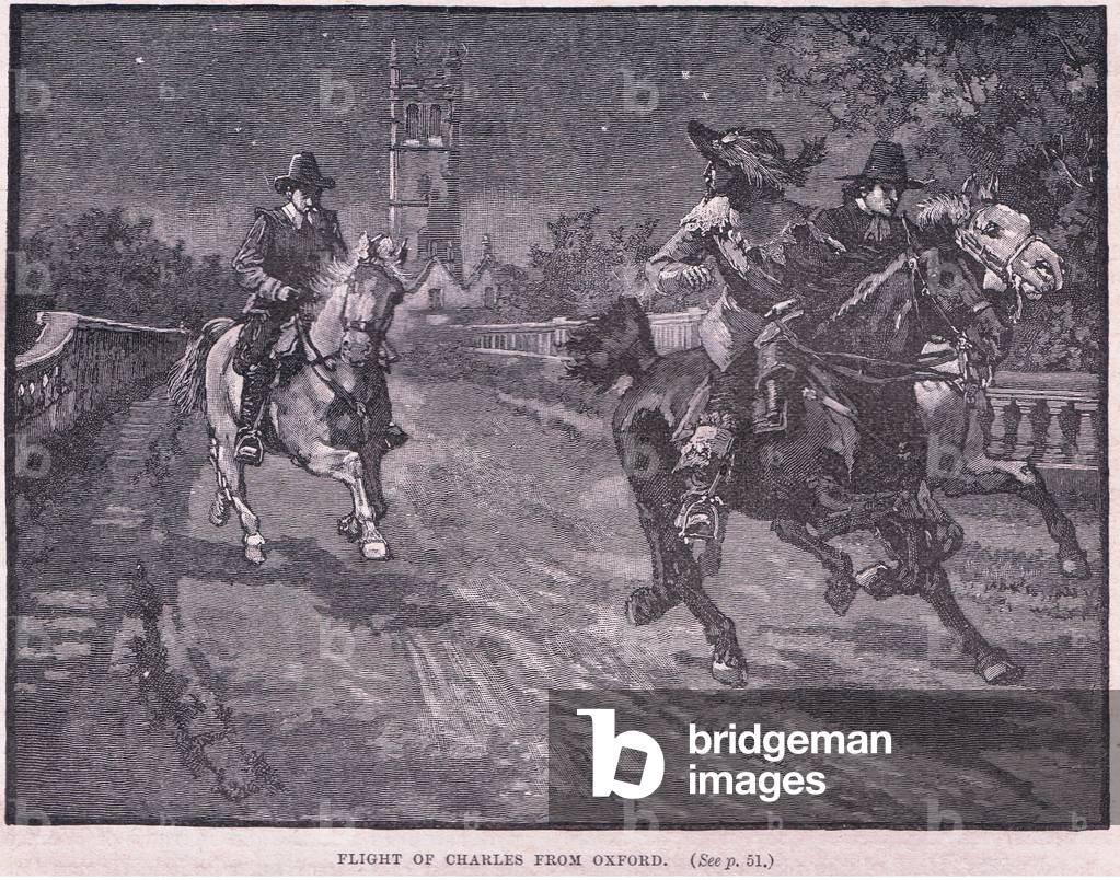 Vol de Charles Ier de Oxford AD 1646 (litho)