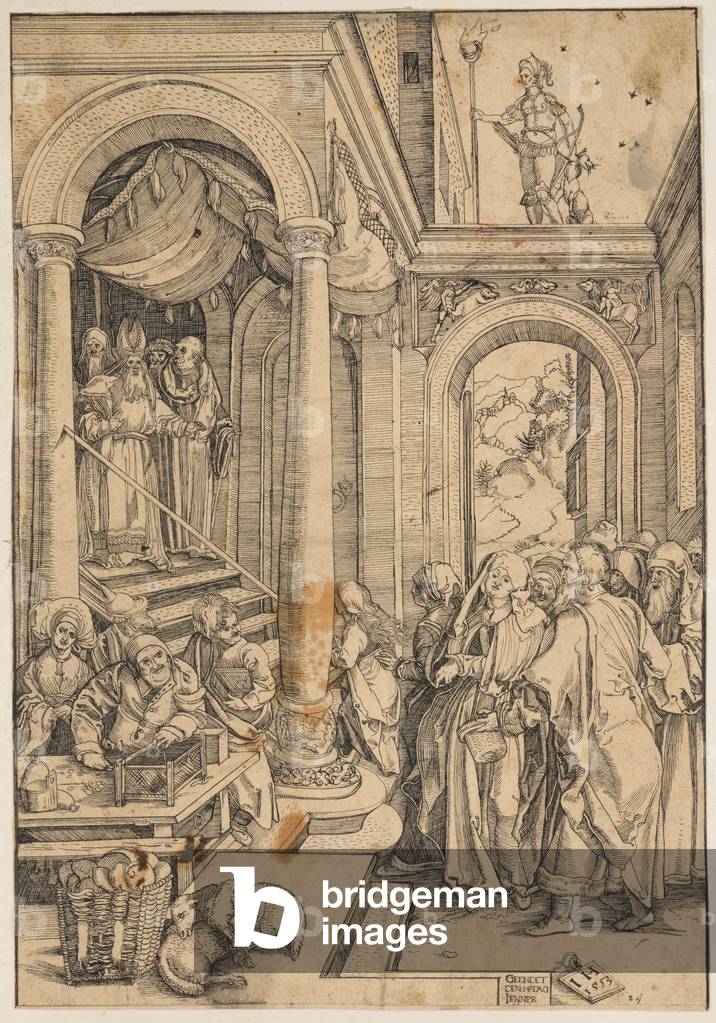 La presentazione della Vergine al tempio, 1553 (penna e inchiostro nero su carta)