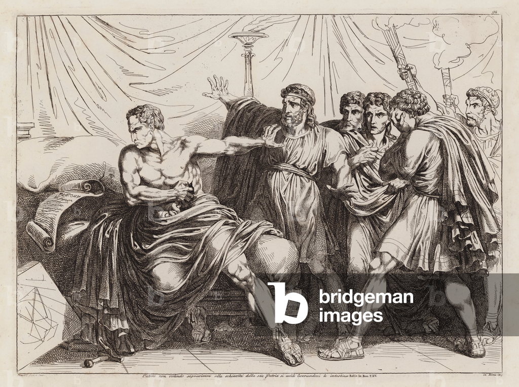 Immagine di Stampa "Suicidio di Catone il Giovane" 1801 di Bartolomeo Pinelli