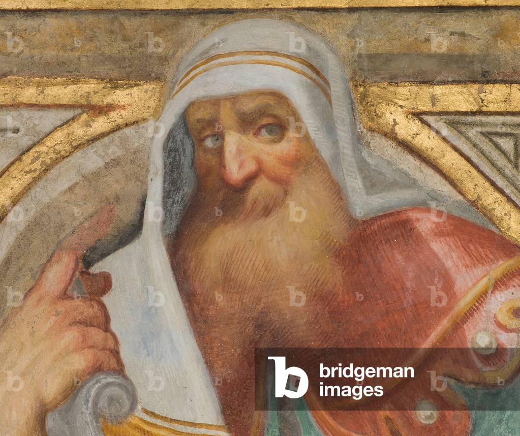 Navata Centrale, Pennacchio Quarta Campata Nord, Vincenzo Campi 1573, Busto con Profeta, Particolare