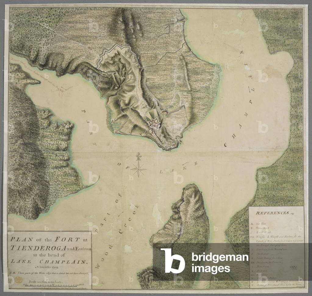 Immagine di Incisione "Piano del Forte a Tienderoga e dintorni al Capo del lago Champlain" 1769 di William Bra