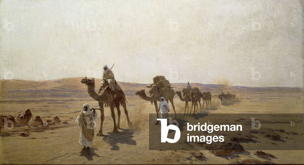 una carovana araba, 1903 (olio su tela di cui a bordo)