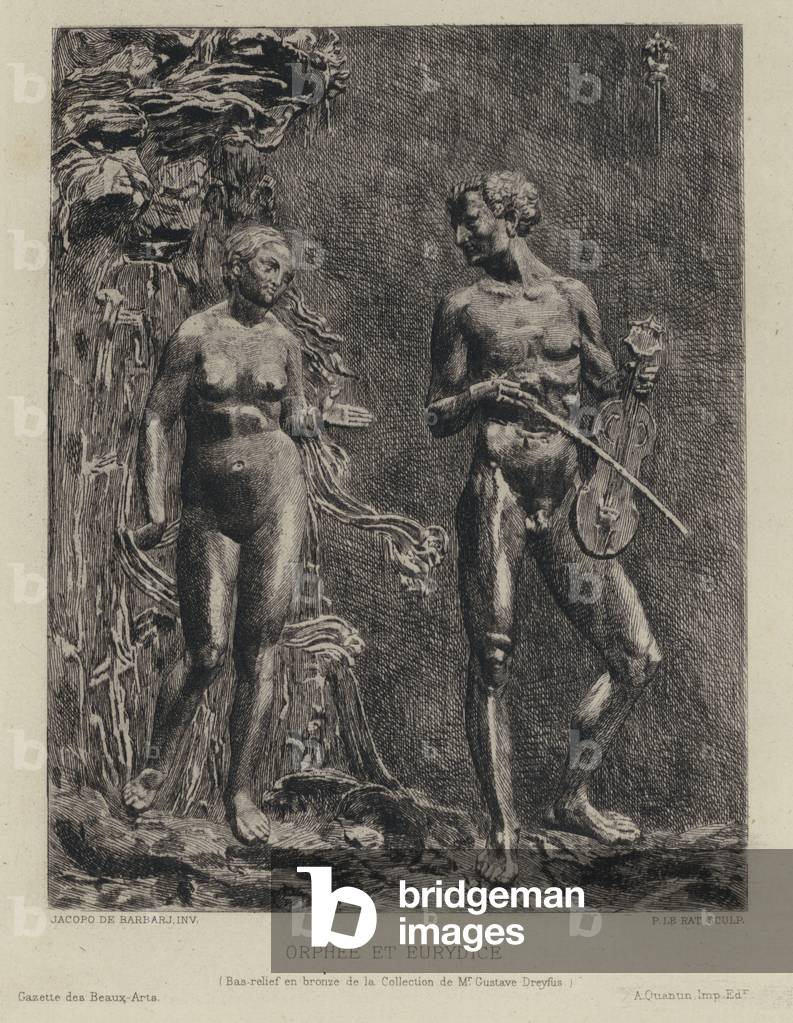 Orpheus und Eurydike, Bronze-Flachrelief, spätes 15. oder frühes 16. Jahrhundert (Gravur)