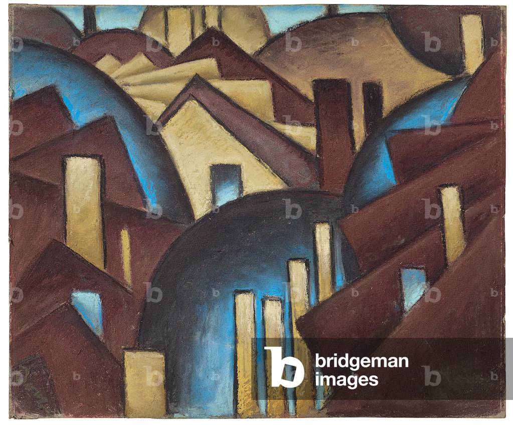 Die symbolisierte Natur Nr. 1 (Dächer), 1911-12 (Pastell auf Karton)