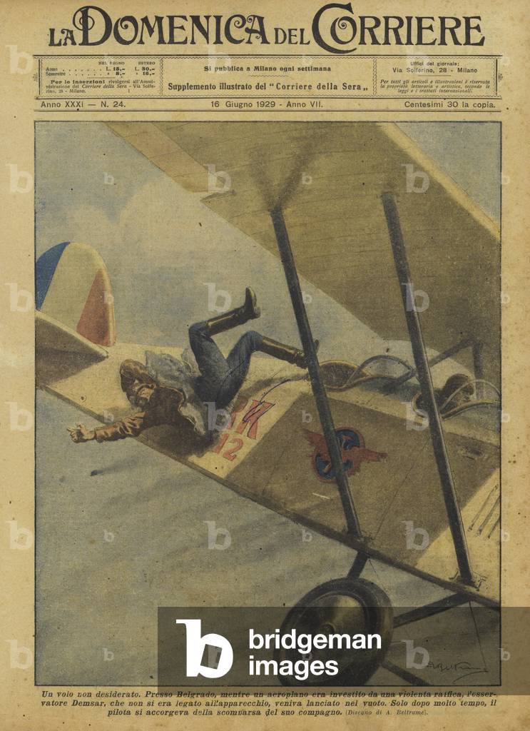 "Ein ungewollter Flug (Farblitho)" von Achille Beltrame