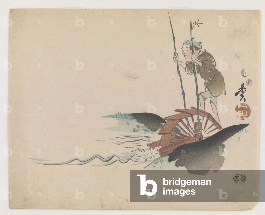 "Man On A Treadmill (farbiger Holzblock-Druck)" von Shibata Zeshin