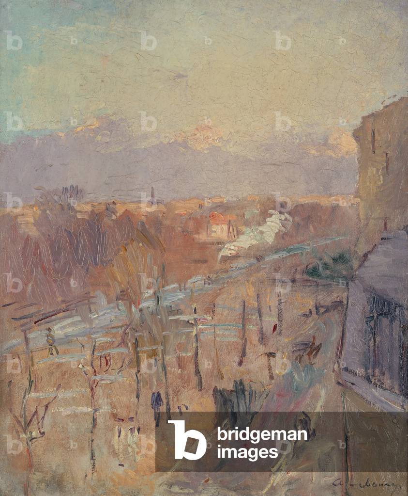 Immagine di Dipinto "Il viale a Parigi dopo una tempesta (olio su tela)" 1901 di Albert-Charles Lebourg