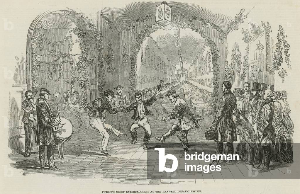 Zwölfte Nachtunterhaltung im Hanwell Lunatic Asylum (Gravur)