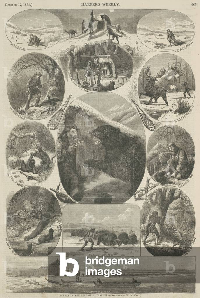 Scene nella vita di un cacciatore, da 'Harper's Weekly', 17 Ottobre 1868 (incisione)
