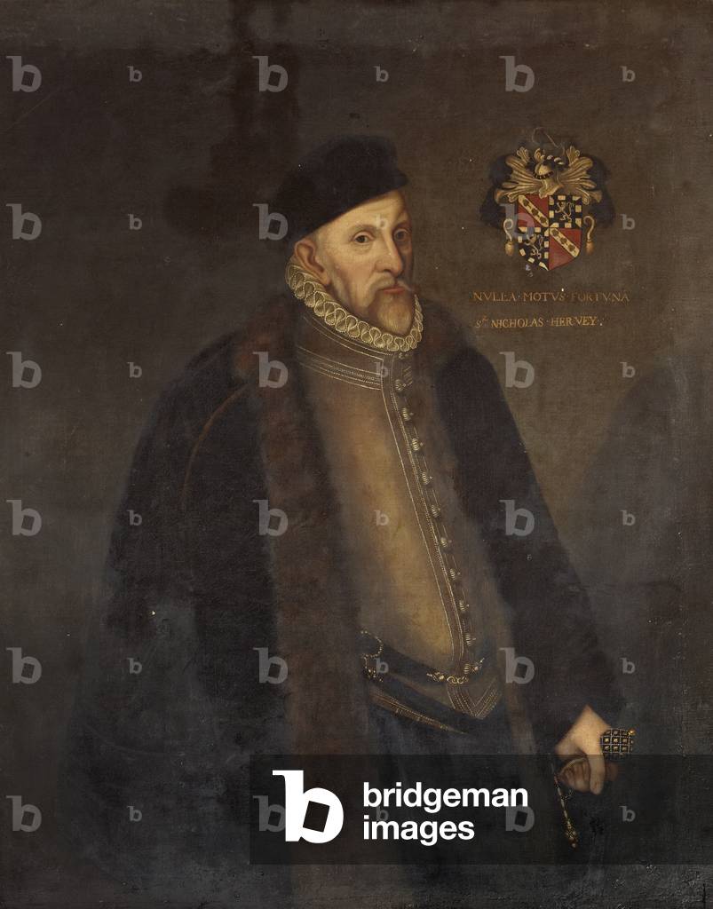 Bild von Gemälde "sir thomas hervey (c. 1515/20 - 1575)" von English School, b/w