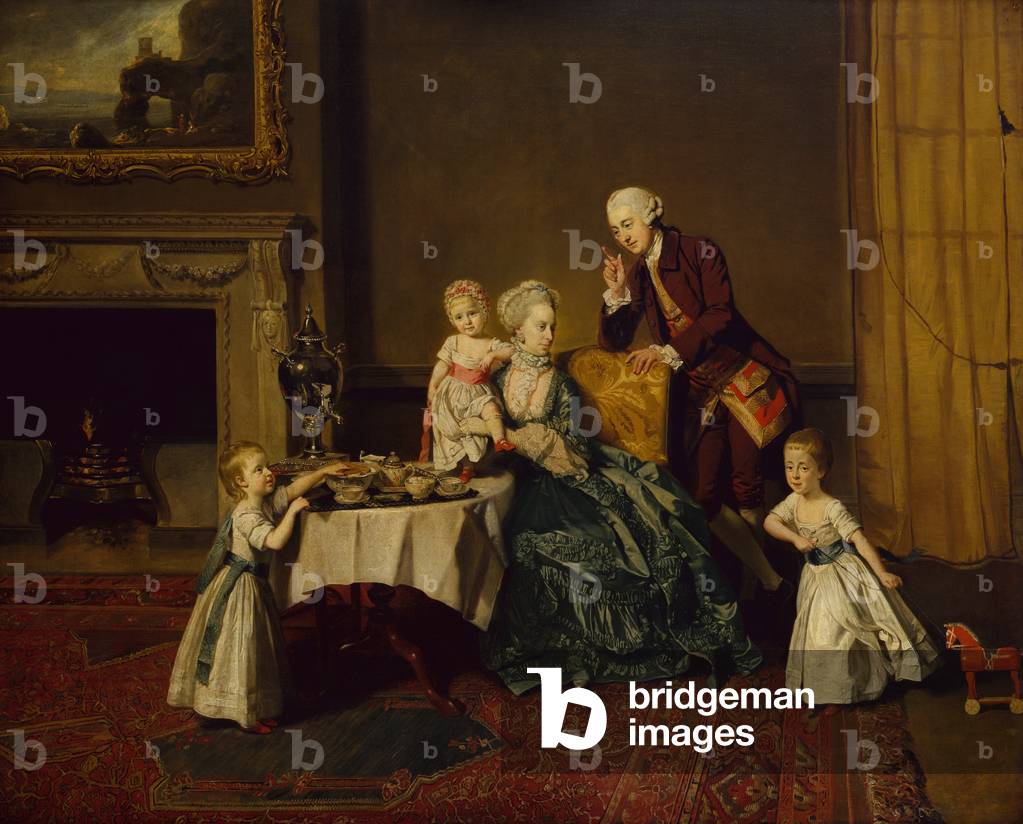 Image de Peinture représentant Portrait de groupe de Jean 14e Lord Willoughby de Broke et de sa famille 1766 p
