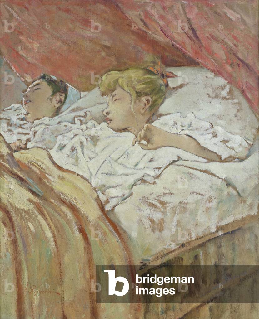 Bild von Gemälde "Children caught in their sleep" von Telemaco Signorini