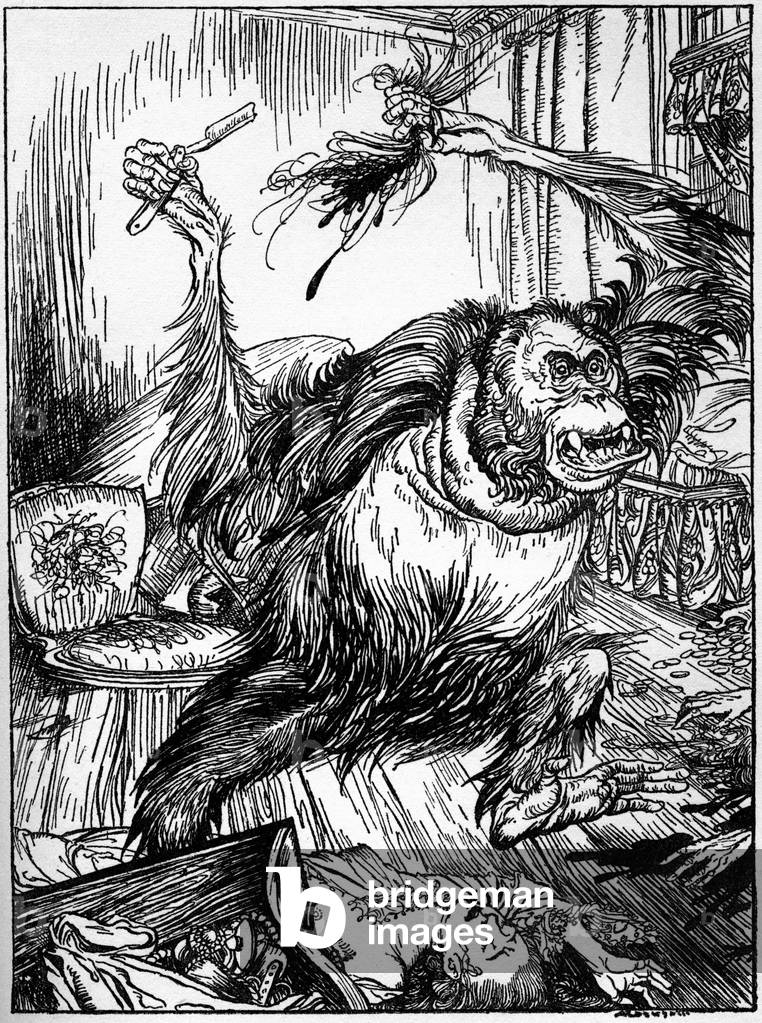 "“Mord in der Rue Morgue” von Edgar Allan Poe" von Arthur Rackham, b/w