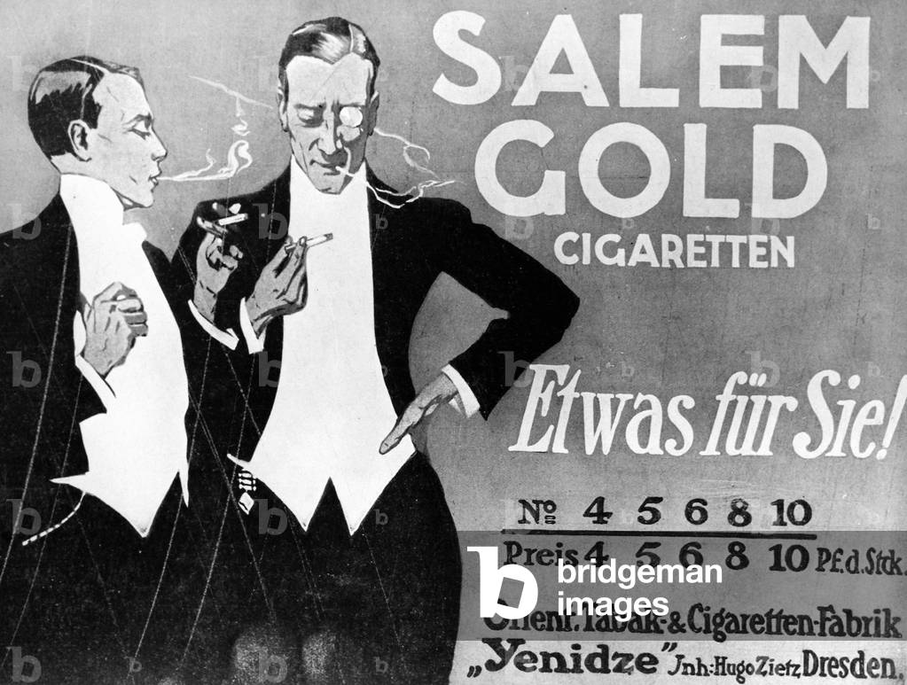 salem gold cigarettes Image of GERMAN CIGARETTE AD, 1911 Salem Gold cigarettes. German newspaper  advertisement,